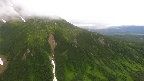 The peak of the mountain in a fog Stock Footage 72596921