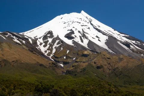 Peak of the Mountain - Taranaki (Mount Egmont) Summit (White Cap) Stock Photos