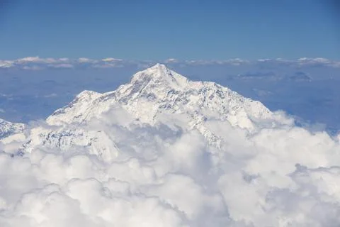 Peak of Mt Kangchenjunga the worlds 3rd highest mountain Stock Photos