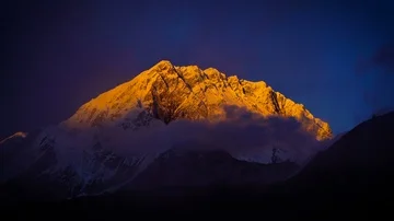 Peak Of Nuptse Mount at Sunset View From Lobuche Village, Everest Base Camp T Stock Footage 85823390