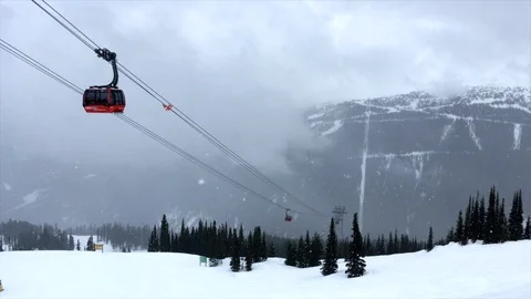 Peak to Peak Gondolla passes tower at Whistler Mountain, B.C, Canada. Stock Footage 99258803