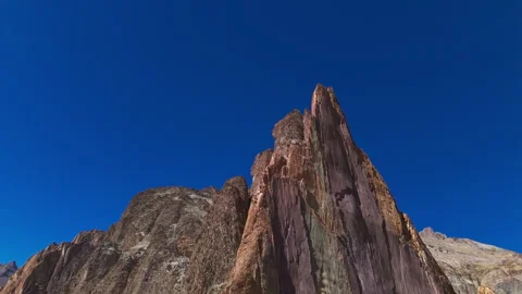 Peak of Sharp mountain wall on drone view Stock Footage 311050663