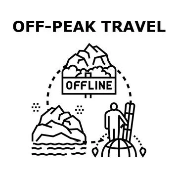 Off peak travel planning, exploring new destinations icon Stock Illustration
