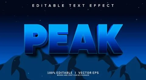 Peak vector text effect with modern style design Illustrazione stock