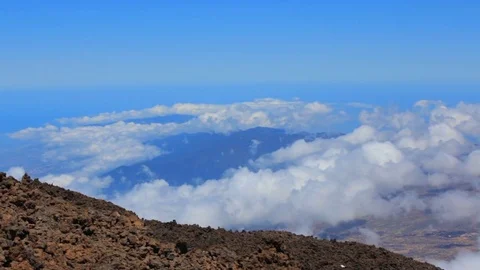 Peak of the volcano. From the volcano comes smoke Stock Footage