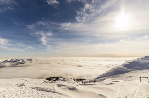 Peaks of mountains above the clouds Video stock 84722830
