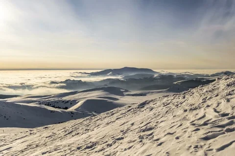 Peaks of mountains above the clouds Stock Footage 84724752