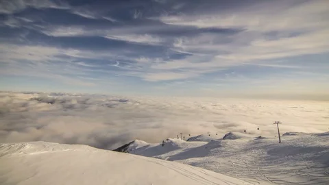 Peaks of mountains above the clouds Stock Footage 84725778