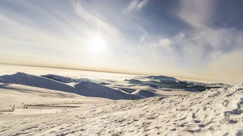Peaks of mountains above the clouds Video stock 84726419
