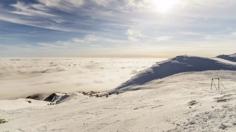 Peaks of mountains above the clouds Stock Footage 84726655