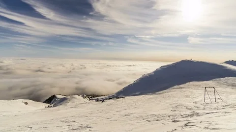 Peaks of mountains above the clouds Stock Footage 84726724