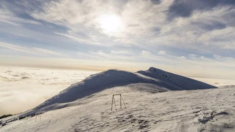 Peaks of mountains above the clouds Stock Footage 84726728