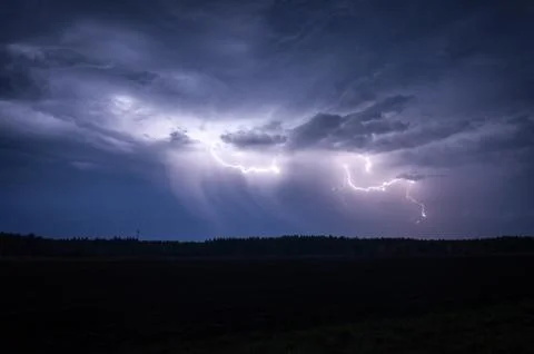 Peals of lightning in the night Stock Photos