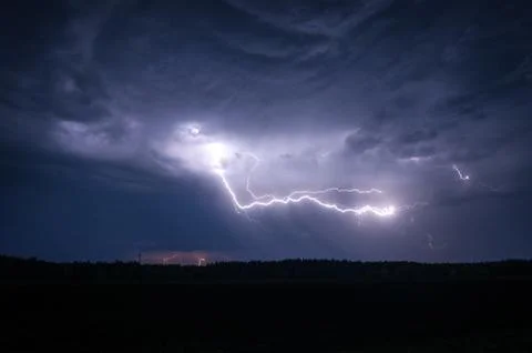 Peals of lightning in the night Stock Photos