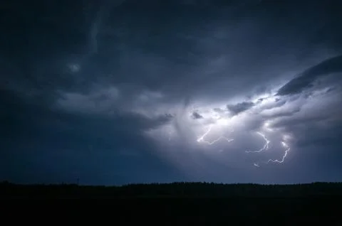 Peals of lightning in the night Stock Photos