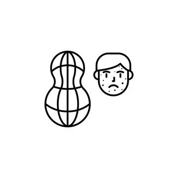 Peanut, allergic face icon. Element of problems with allergies icon. Thin line Illustrazione stock