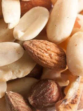 Peanut and nut mixture texture macro Stock Photos