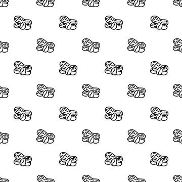 Peanut and shell outline pattern food background イラスト素材
