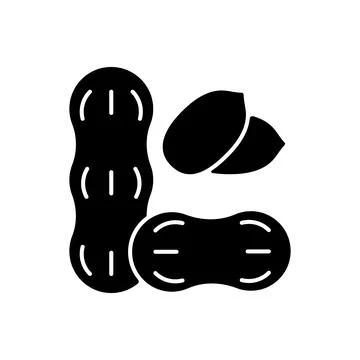 Peanut black glyph icon Stock Illustration