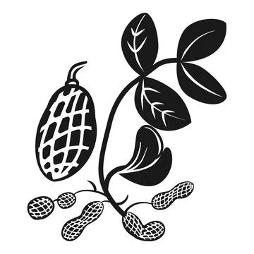 Peanut bush with nuts icon, simple style Stock Illustration