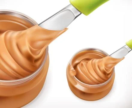 Peanut butter, 3d vector icon Stock Illustration