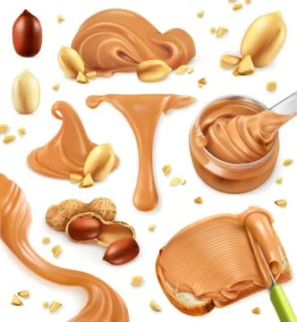 Peanut butter, 3d vector icon set Illustrazione stock