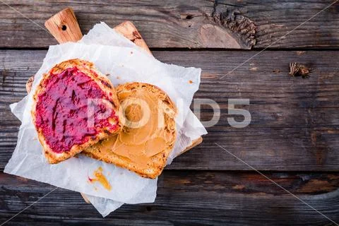Peanut butter and jelly toast Stock Photos