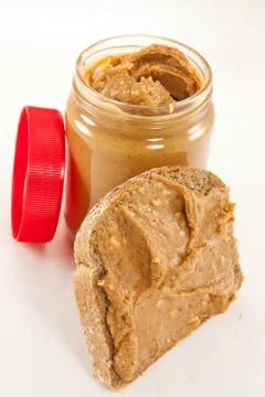 Peanut butter on bread Stock Photos