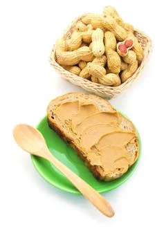 Peanut butter with bread Stock Photos