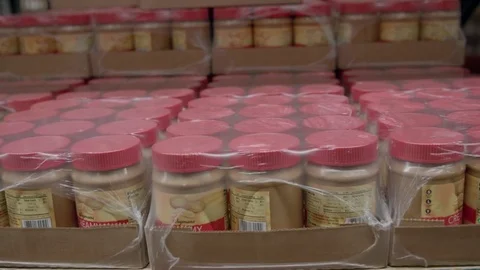 Peanut butter crates in a storage 스톡 동영상 79832475