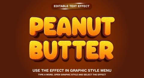 Peanut butter cute editable text effect template Illustrazione stock