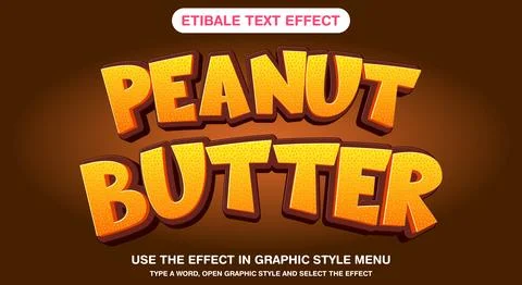 Peanut butter editable text effect template Stock Illustration