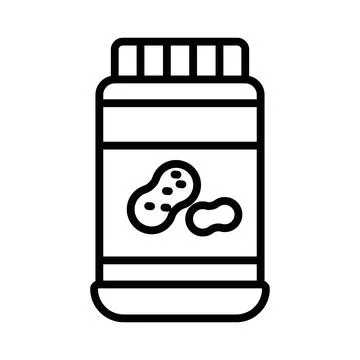 Peanut butter icon linear logo mark in black and white Stock Illustration