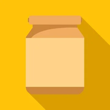 Peanut butter jar flat icon design concept Stock Illustration