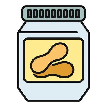 Peanut butter jar icon with peanuts label Stock Illustration