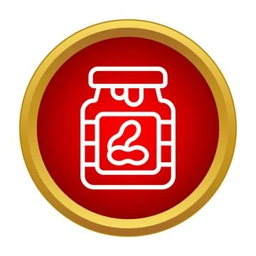 Peanut butter jar icon on red button Stockillustratie