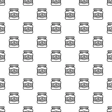 Peanut butter jar outlined repeating pattern background design Stock Illustration