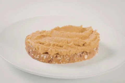 Peanut butter sandwich on bread slice Stock Photos