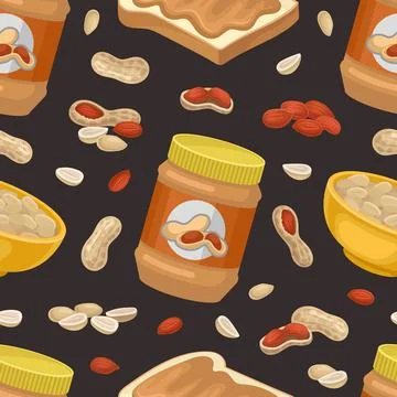 Peanut butter seamless pattern. Natural nutritional product repeating print for イラスト素材