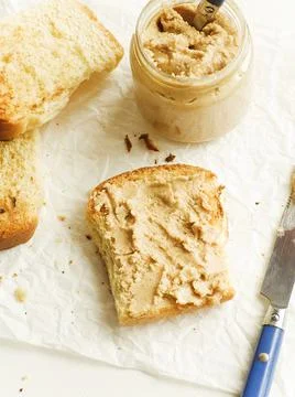 Peanut butter toast Stock Photos