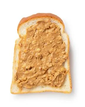 Peanut buttered bread placed on a white background. Stock Photos