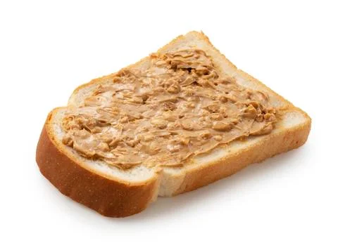 Peanut buttered bread placed on a white background. Stock Photos