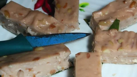 Peanut cake on plate Stock Footage 291283359