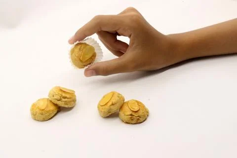 Peanut cake topped with cashew nuts, Stock Photos