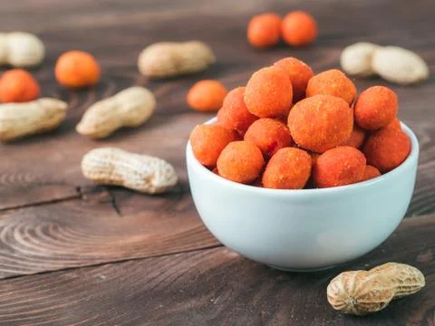 Peanut in chilli glaze 스톡 사진