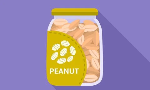 Peanut clean jar icon, flat style Stock Illustration