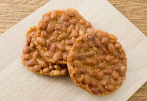 Peanut Crackers Made By Peanut or Groundnut on A Wooden Cutting Board, Thai S Stock Photos