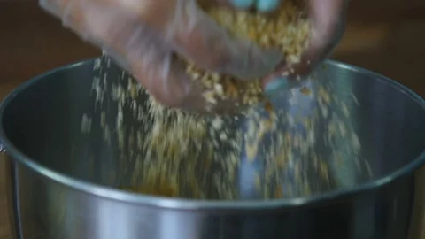 Peanut cream cake slow motion Stock Footage 75517801