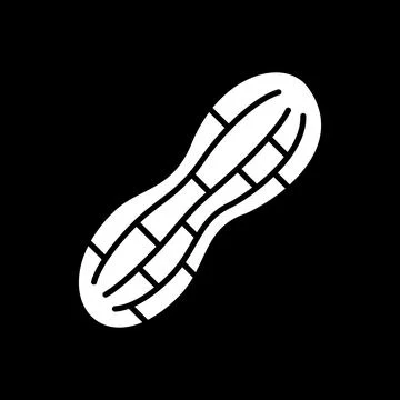 Peanut dark mode glyph icon Stock Illustration