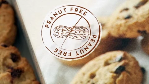 Peanut-Free Label on a Box of Cookies Stock Footage 101339550